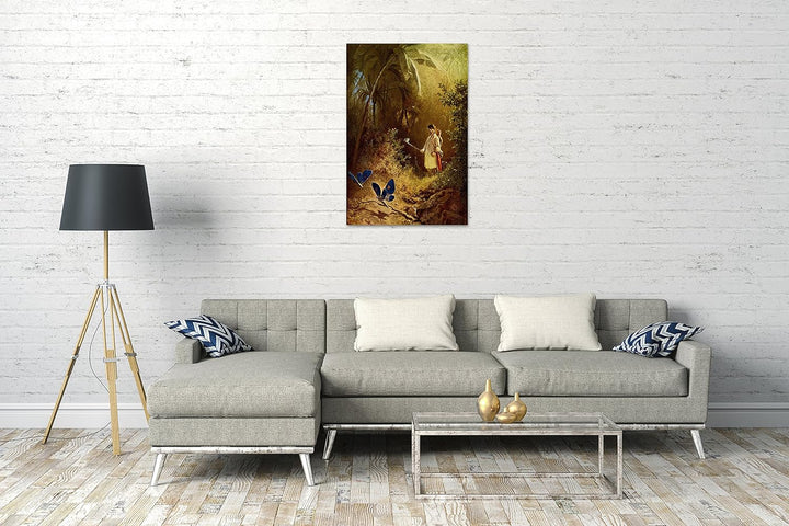 Printed Paintings Leinwand (60x80cm): Carl Spitzweg - Der Schmetterlingsjäger 60x80 cm, 60x80 cm