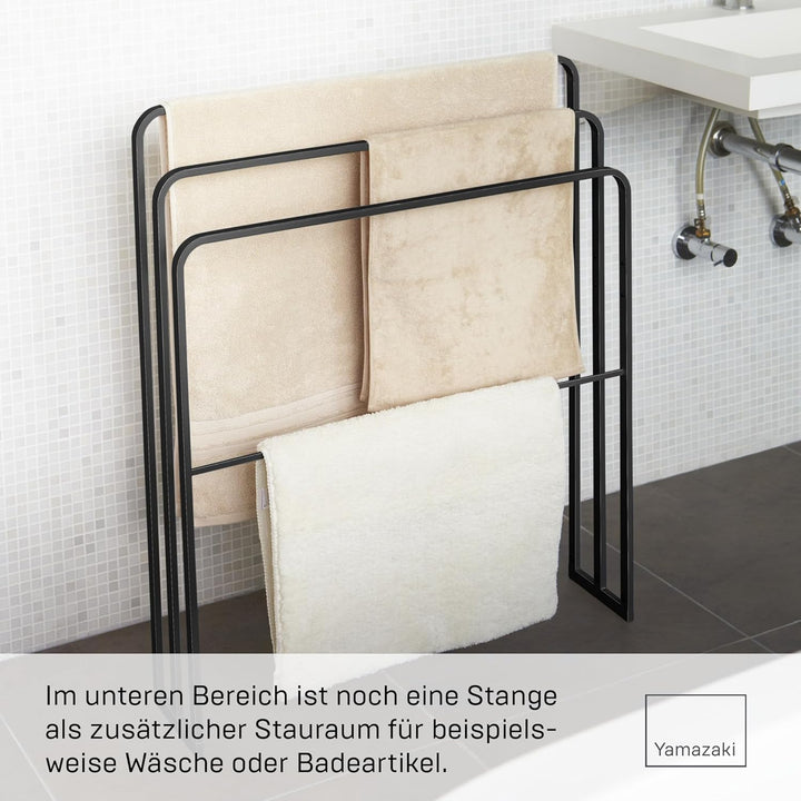 Bath towel hanger with 3 bars - Tower - Black Schwarz, Schwarz