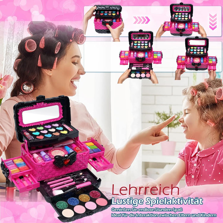 Kinderschminke Set Mädchen Kinder Make Up Set - 57PCS Kinder Schminkkoffer Mädchen Spielzeug,Kinder