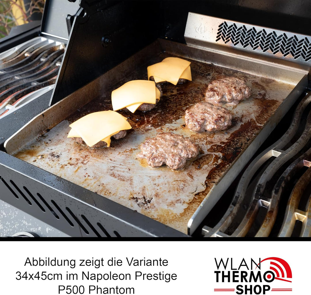 Plancha Edelstahl Grillplatte - passend für Burnhard Fred - Medium 41,5x23,5cm | 4mm Massiv, Burnhar