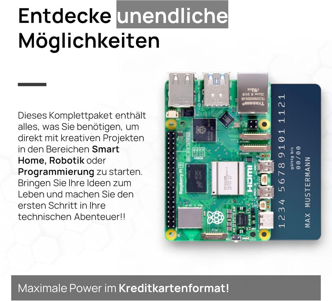 db-tronic Cooler-Kit für Raspberry Pi 5 4GB | 64GB Edition | Netzteil 27W | Airflow Gehäuse | Active