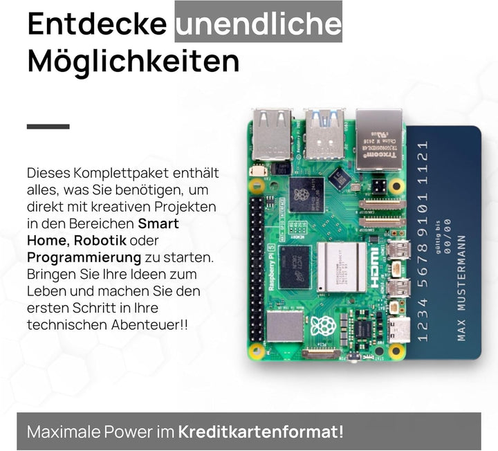 db-tronic Cooler-Kit für Raspberry Pi 5 4GB | 64GB Edition | Netzteil 27W | Airflow Gehäuse | Active