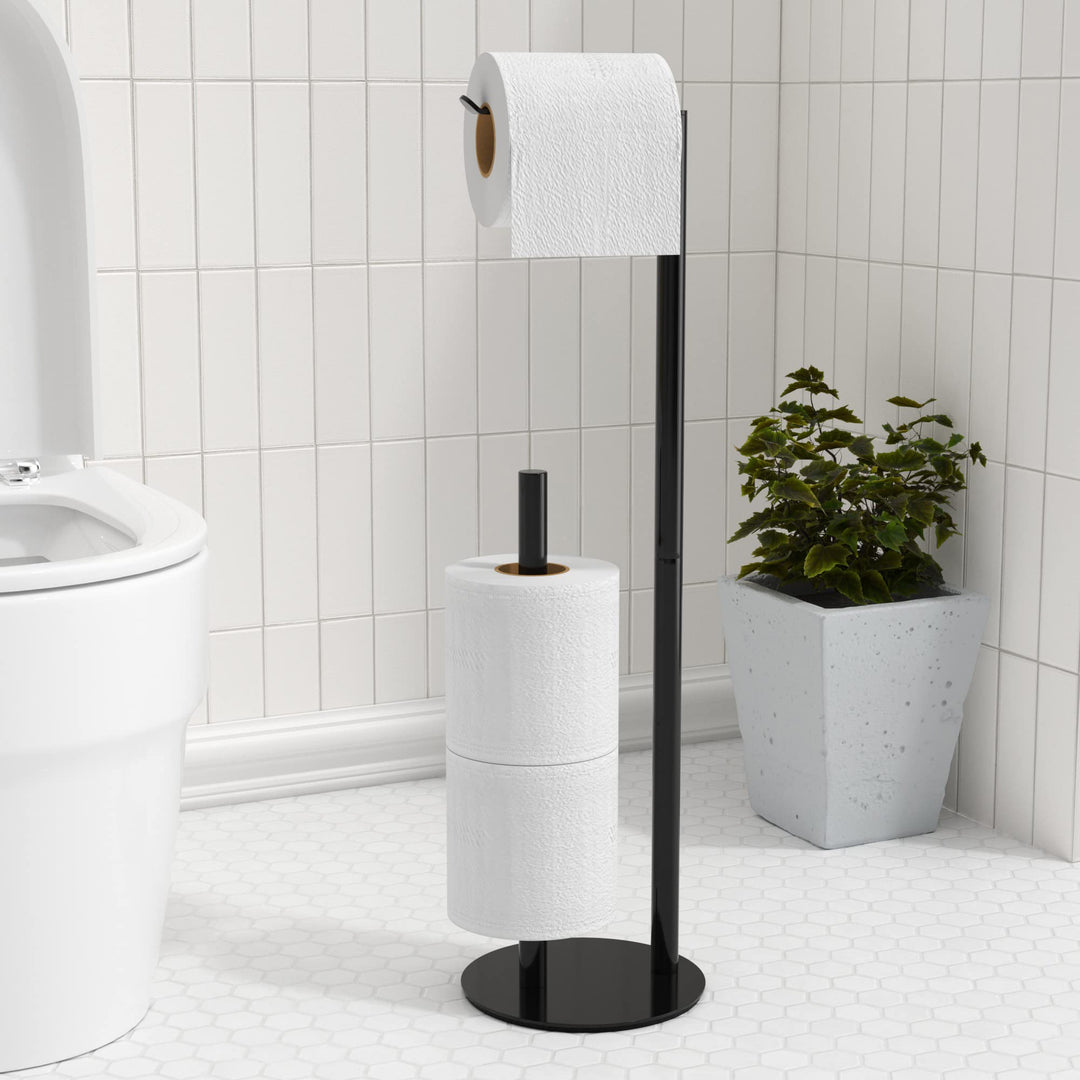 Toilettenpapierhalter schwarz, freistehender Toilettenpapierhalter, Edelstahl Toilettenpapierrollenr