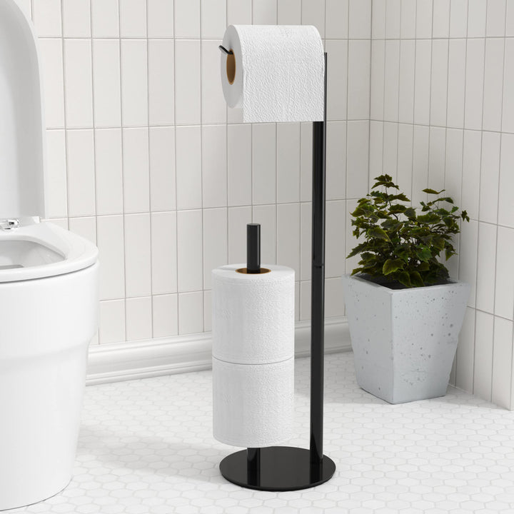 Toilettenpapierhalter schwarz, freistehender Toilettenpapierhalter, Edelstahl Toilettenpapierrollenr