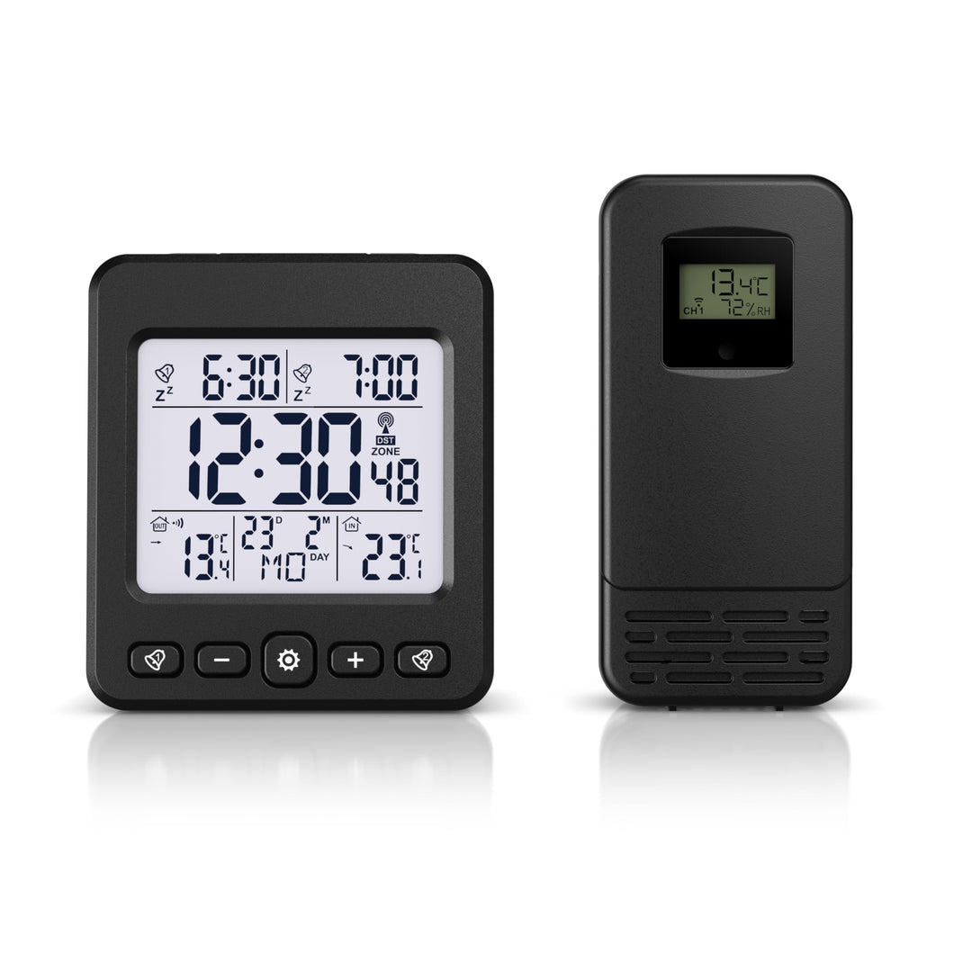 CSL - Funk Wetterstation Funk mit Aussensensor - Funkwecker digital - Innentemperatur und Aussentemp