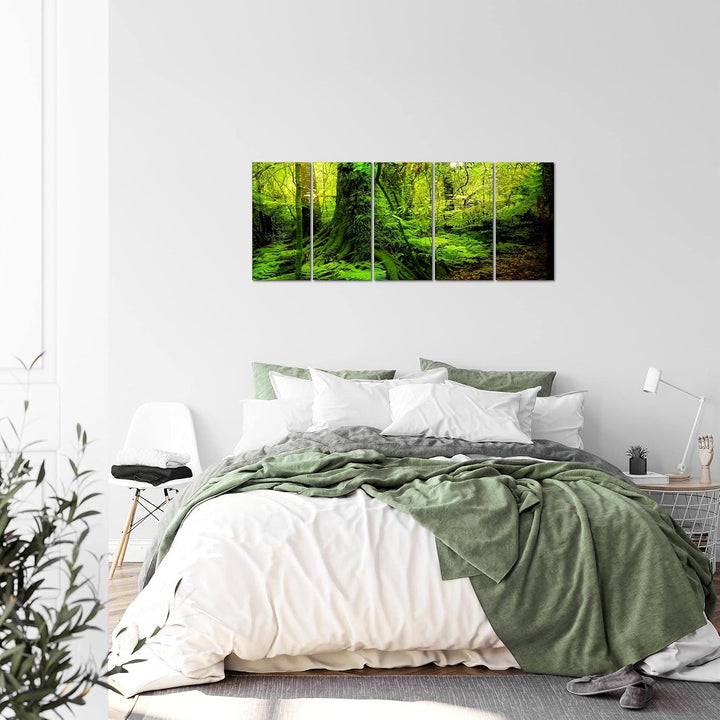 Runa Art Bild Wald Landschaft Wandbilder auf Vlies Leinwand 5 Teilig Wanddekoration Schlafzimmer Woh
