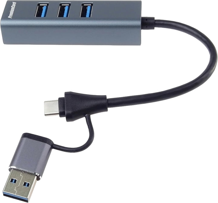 PREMIUMCORD SuperSpeed USB 2in1 Hub auf 4X USB A, Datenübertragung 3.2 Gen1 5Gbit/s, Typ-C Steck