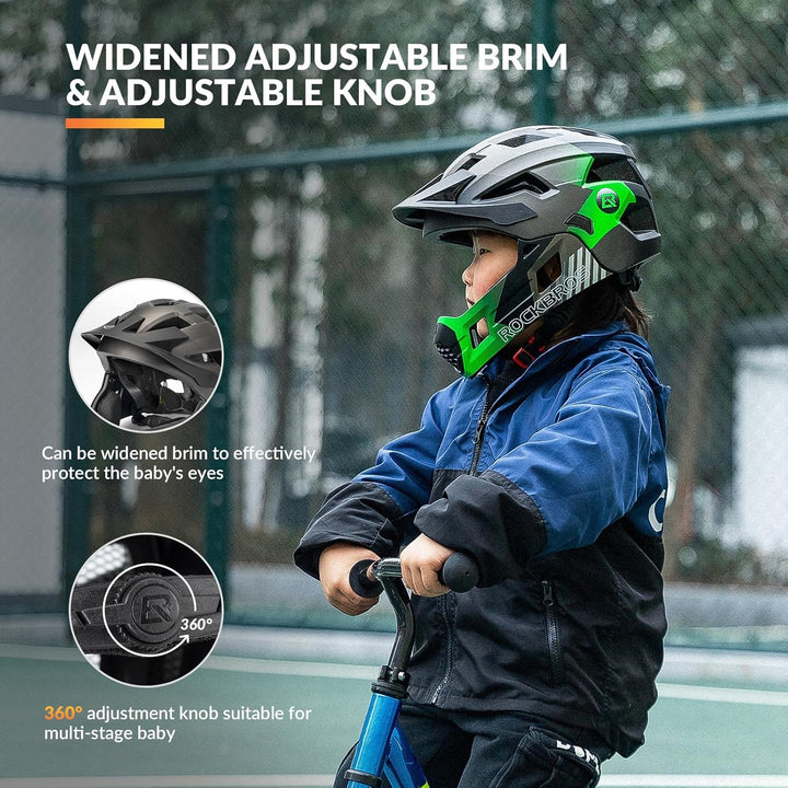 ROCKBROS Kinderhelm Integriert Fahrradhelm Kinder Jugend Fullface Helm mit Abnehmbarem Kinnschutz BM