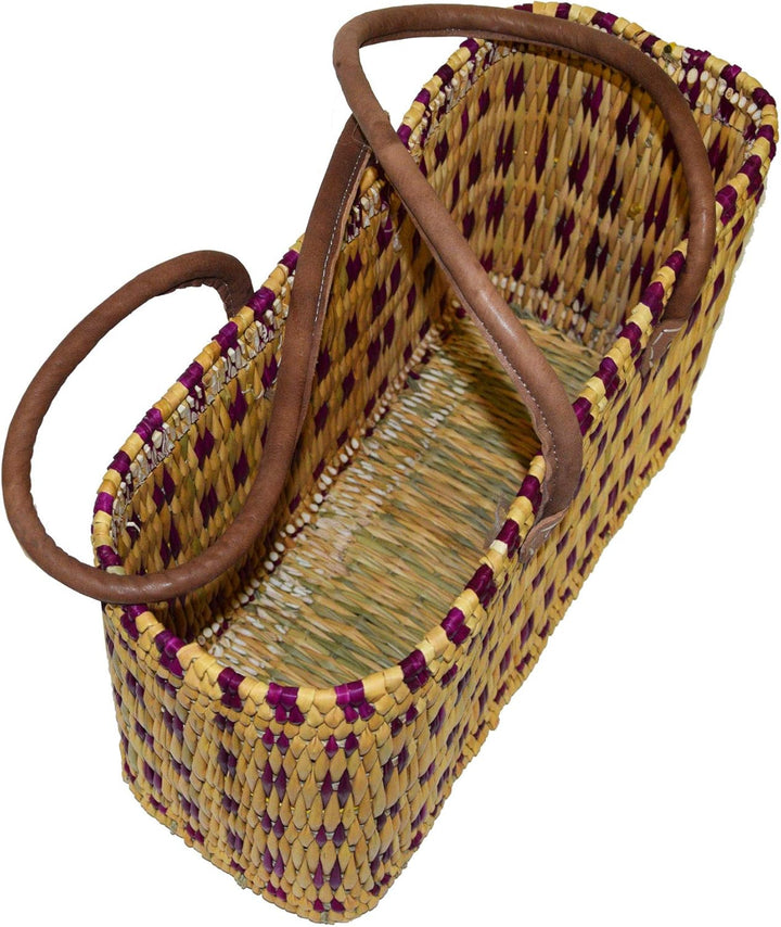 Simandra Seegras Tasche Korb Einkaufstasche Einkaufskorb Flechtkorb Korbtasche Palmgras langer Griff