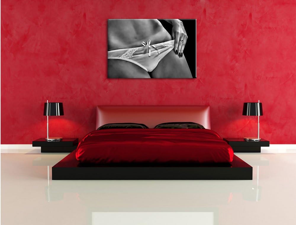 Pixxprint Sexy weisse Dessous / 100x70cm Leinwandbild bespannt auf Holzrahmen/Wandbild Kunstdruck De