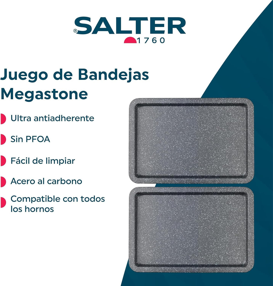 Salter COMBO-8261 Backblech-Set, 2 Stück, Antihaft-Kohlenstoffstahl, leicht zu reinigen, robust und