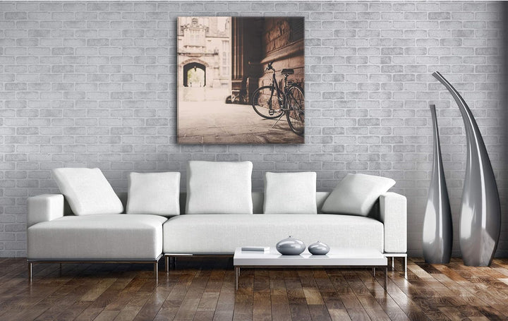 deyoli Fahrrad in Einem Alten Stadtviertel im Format: 70x70 als Leinwandbild, Motiv fertig gerahmt a