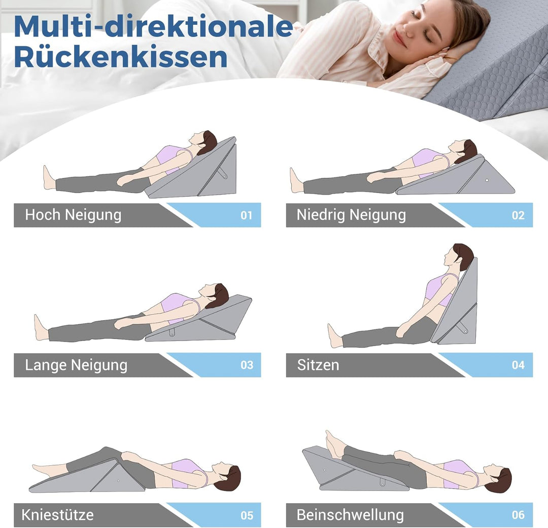 INFANZIA Verstellbares Keilkissen, Hochdichteschaum Lesekissen für Bett und Sofa, Ergonomisches Kopf