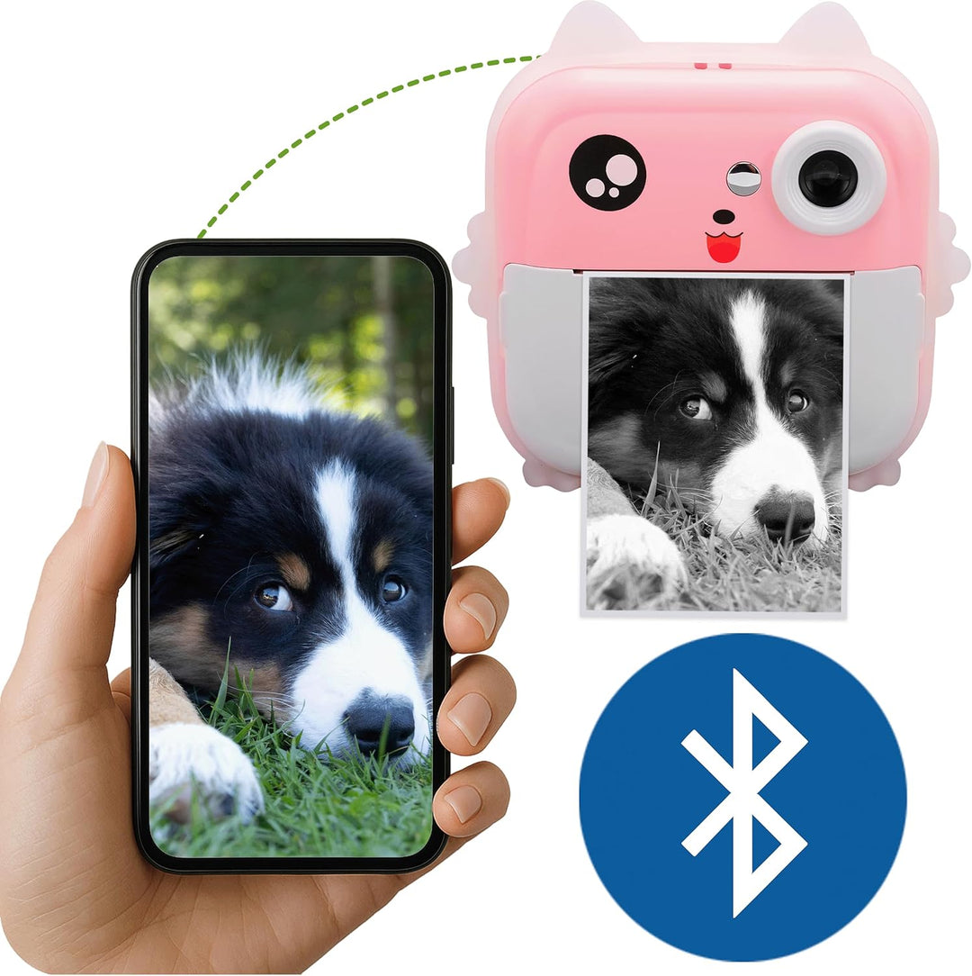 Mini Sofortbildkamera mit Drucker für Kinder – 2in1 Digitalkamera & Fotodrucker - Bluetooth, Spiele,