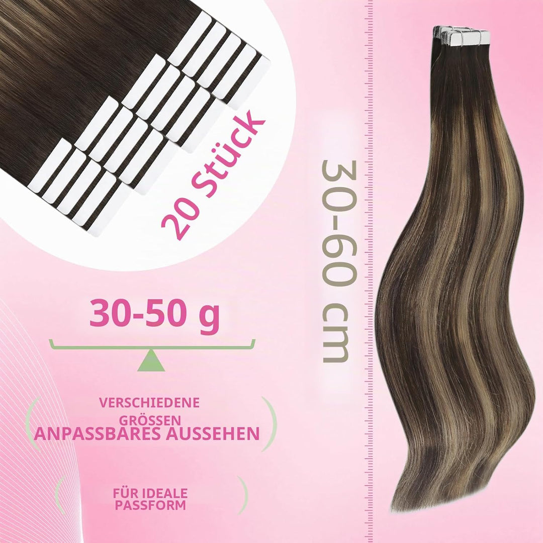 YoungSee Echthaar Extensions Tape Ombre Tape in Extensions Echthaar Kurz 30 cm Tape Haarverlangerung