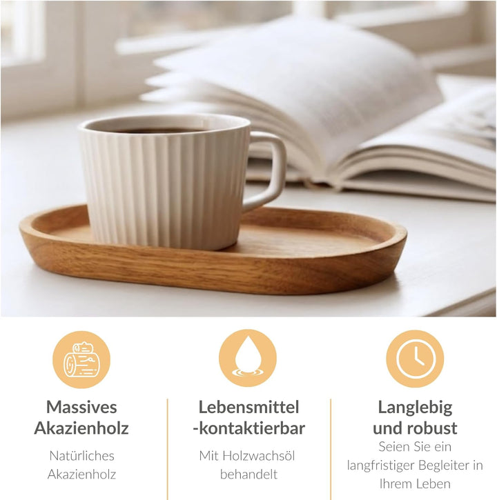 Mini Tablett Holz Kleines Serviertablett, Oval Deko Tablett 20x12cm, Servierteller Holztablett für K