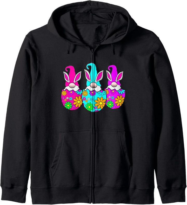 3 Osterei-Gnome bunte Frühlingshasenohren-Kaninchen-niedlich Kapuzenjacke