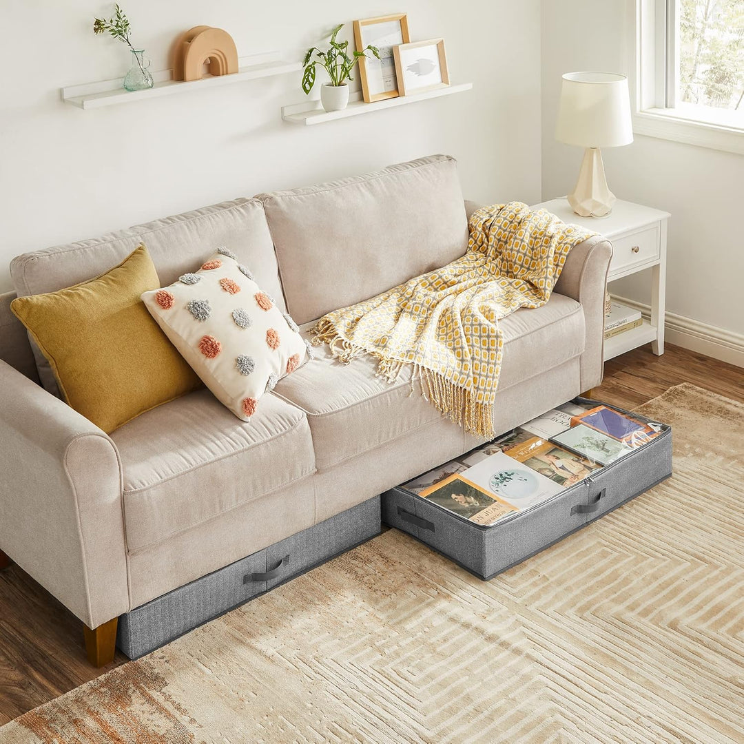 SONGMICS Unterbettkommode, 2er Set, Unterbett Aufbewahrungsbox mit Sichtfenster, Faltbarer Organizer