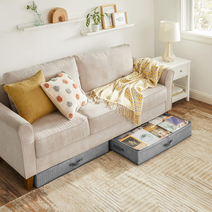 SONGMICS Unterbettkommode, 2er Set, Unterbett Aufbewahrungsbox mit Sichtfenster, Faltbarer Organizer