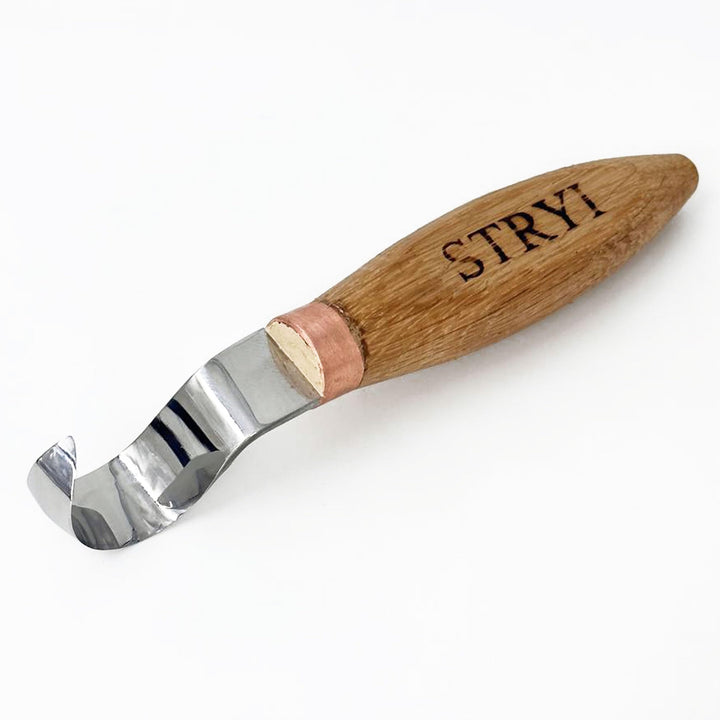 STRYI Profi Löffelhakenmesser 25 mm für die rechte Hand – extrem scharfes, handgeschmiedetes Schnitz