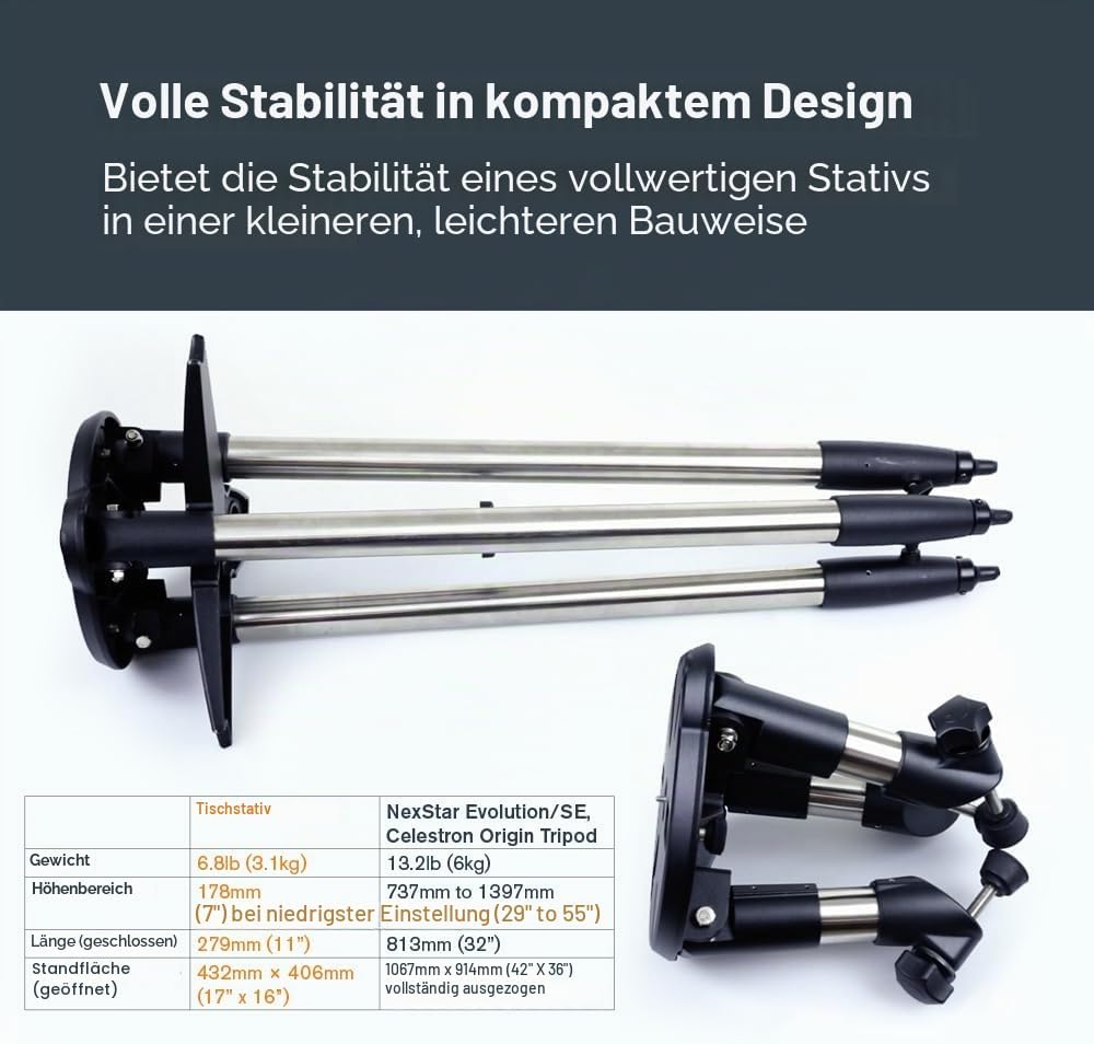 Celestron 93481 Tischstativ für Astronomie-Teleskope, kompatibel mit NexStar SE- und NexStar Evoluti