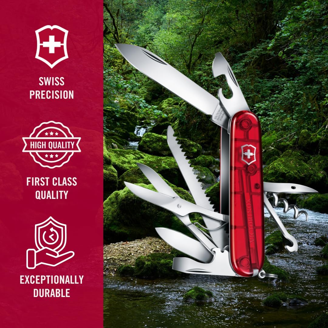 Victorinox Schweizer Taschenmesser Huntsman, Swiss Army Knife, Multitool, 15 Funktionen, Klinge, Kor