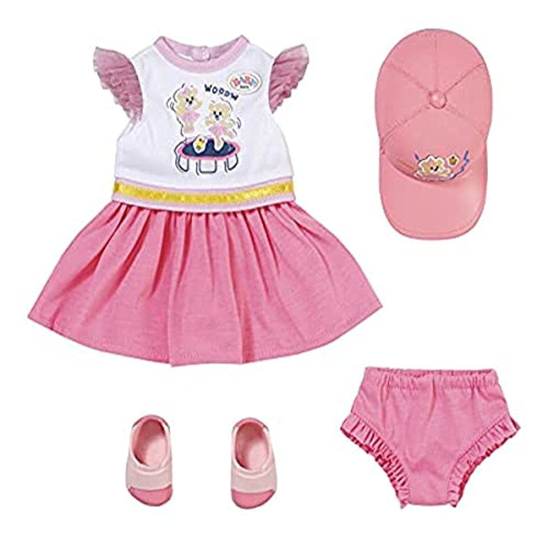 BABY born Little Kindergarten Outfit mit Puppenkleid, Basecap, Höschen und Schuhe für 36 cm Puppen,