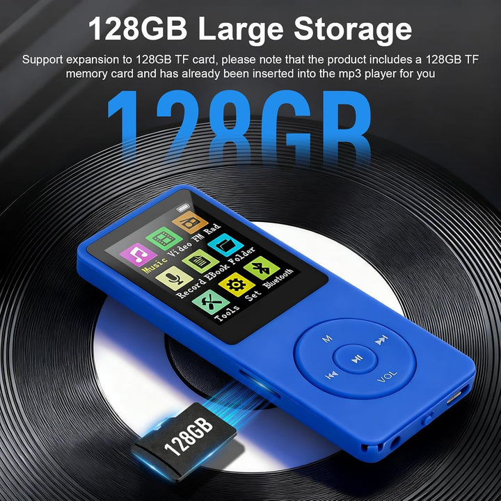 128 GB MP3-Player mit Bluetooth 5.0, COVVY Tragbarer digitaler Musikplayer mit integriertem HD-Lauts