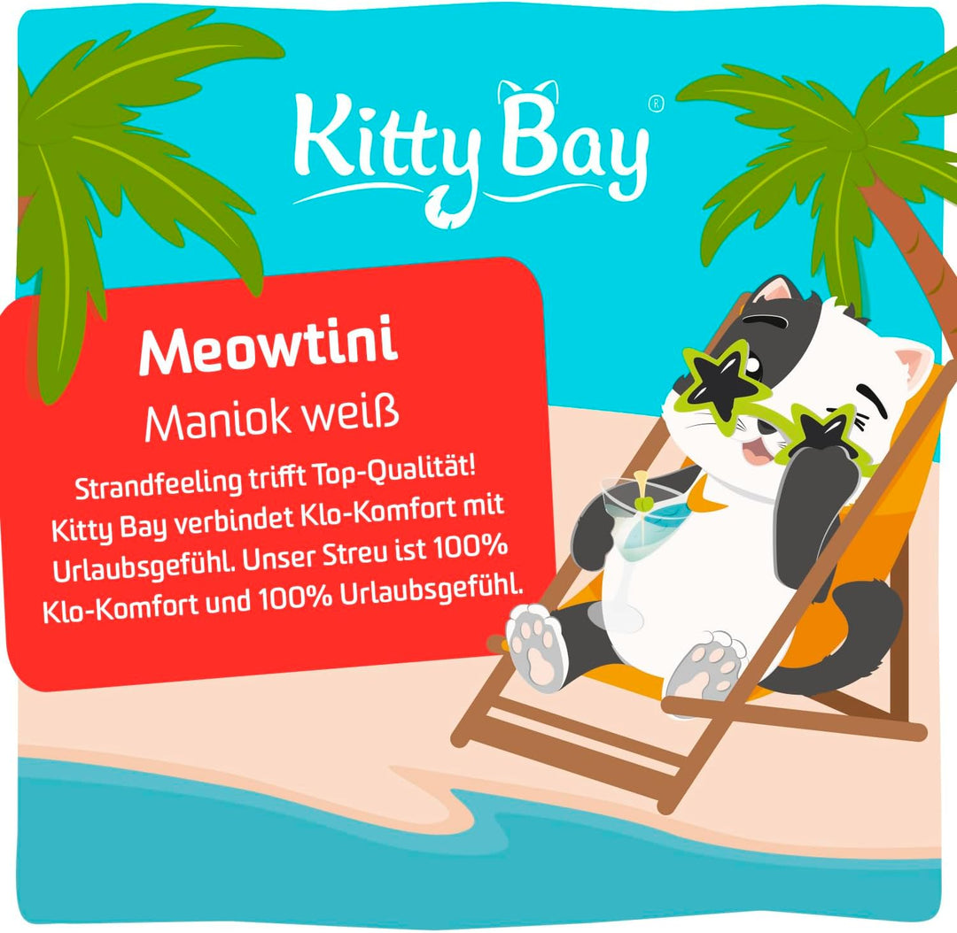 Kitty Bay – Meowtini – ÖKO Katzenstreu klumpend und staubfrei, Maniok weiss, 10 Liter Meowtini/Manio