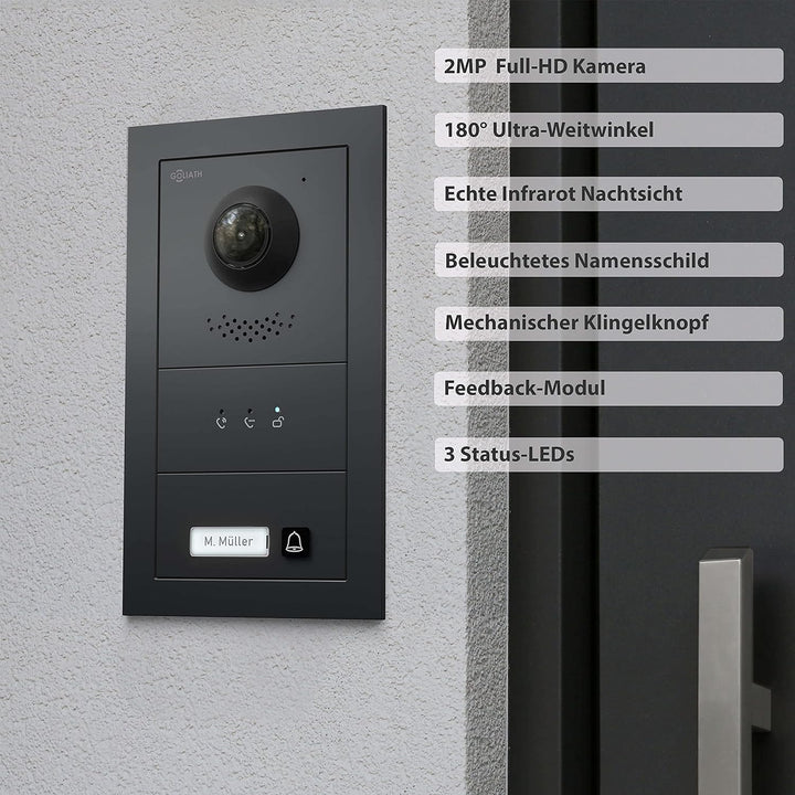 Goliath Hybrid | IP | Full-HD Video Türsprechanlage | App | 2-Fam | 2 x Full-Touchscreen 10" | Alumi