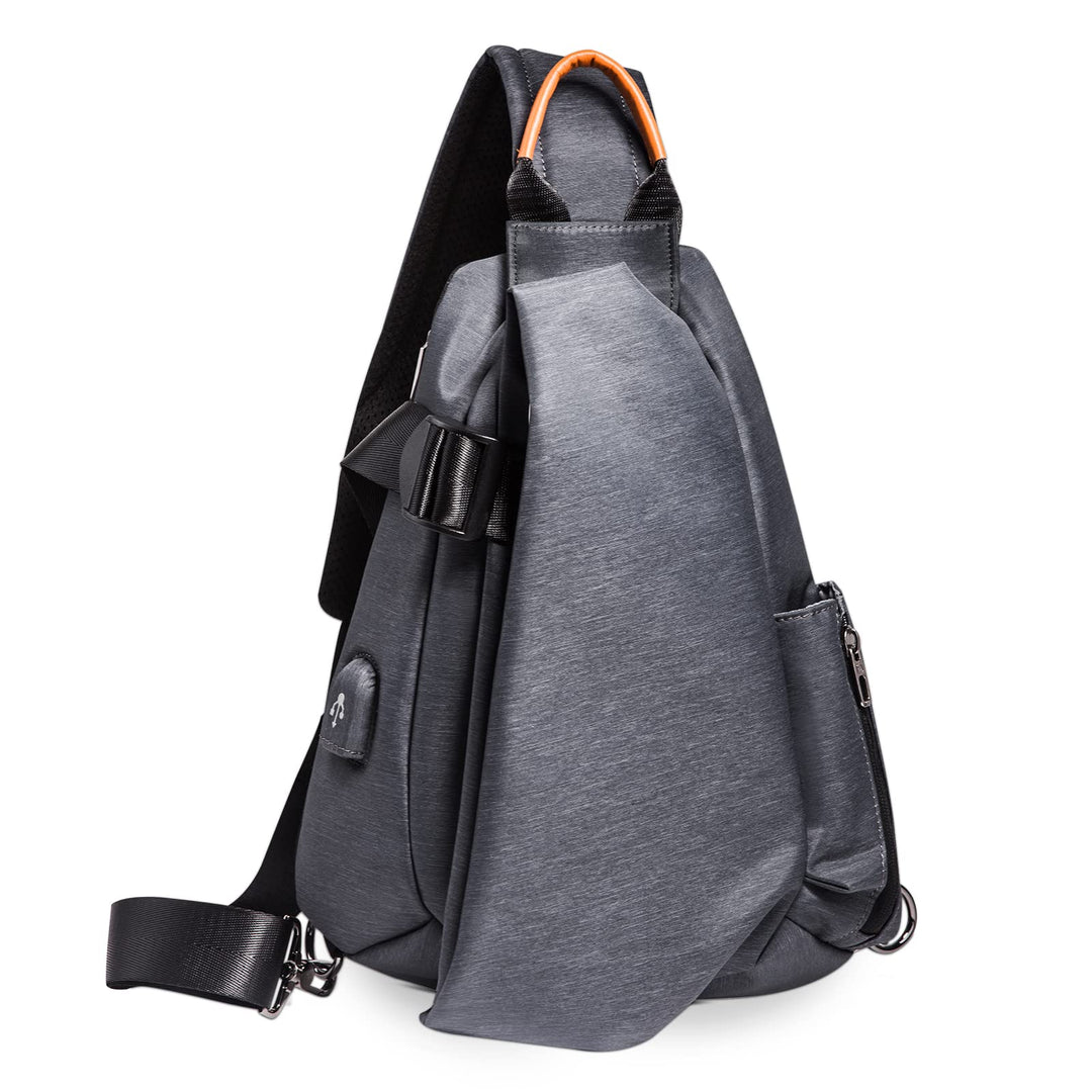 DORRISO Mode Herren Brusttasche Elegant Umhängetasche USB-Anschlussdesign Reise Schultertasche Casua