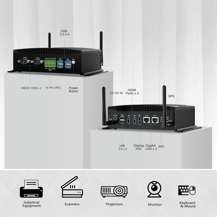 BASOARO Mini Industrie PC, Lüfterloser Mini PC Core i5 8260U, Mini PC Windows 11, Gigabit Ethernet,