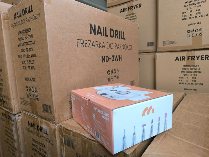 MalTec Profi Nagelfräser 30W Elektrische Nagelfeile Set 30000 U/Min mit Fusspedal und 6 Bits Pedikür