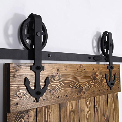 201cm/6.6FT Vintage Spoke Industrial Rad Schiebetür Barn Holz Innen Tür Schiebetürbeschlag Set Schie