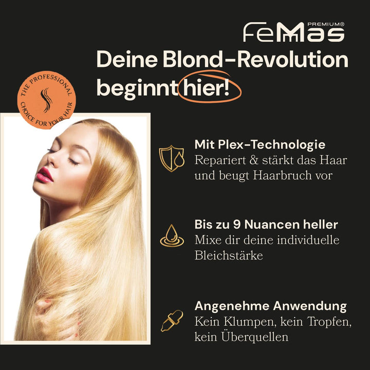 FemMas Blondierpulver blau 1000g I ultra stark & staubfrei I Blondierungspulver mit Plex-Technologie
