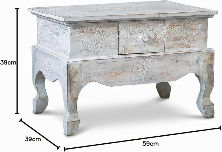 livasia Couchtisch, balinesischer Opiumtisch, Beistelltisch, Nachttisch