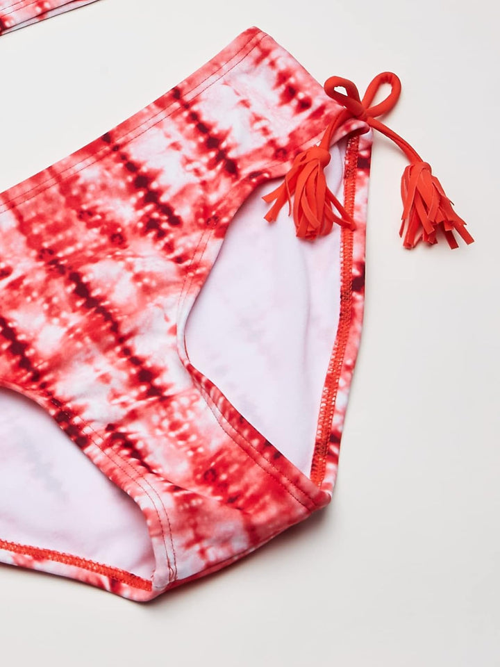 Kanu Surf Girls' Willow V-Neck Bikini Beach Sport 2-Piece Swimsuit Willow Red Tie-dye 10, 10 Willow