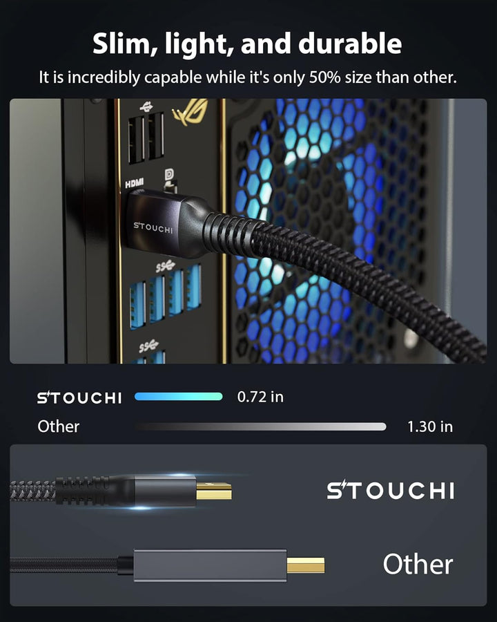 Stouchi 0,5m HDMI Kabel 8K Ultra HD 48Gbit/s Hochgeschwindigkeit 8K60hz 4K120hz 144Hz 165Hz RTX 3080