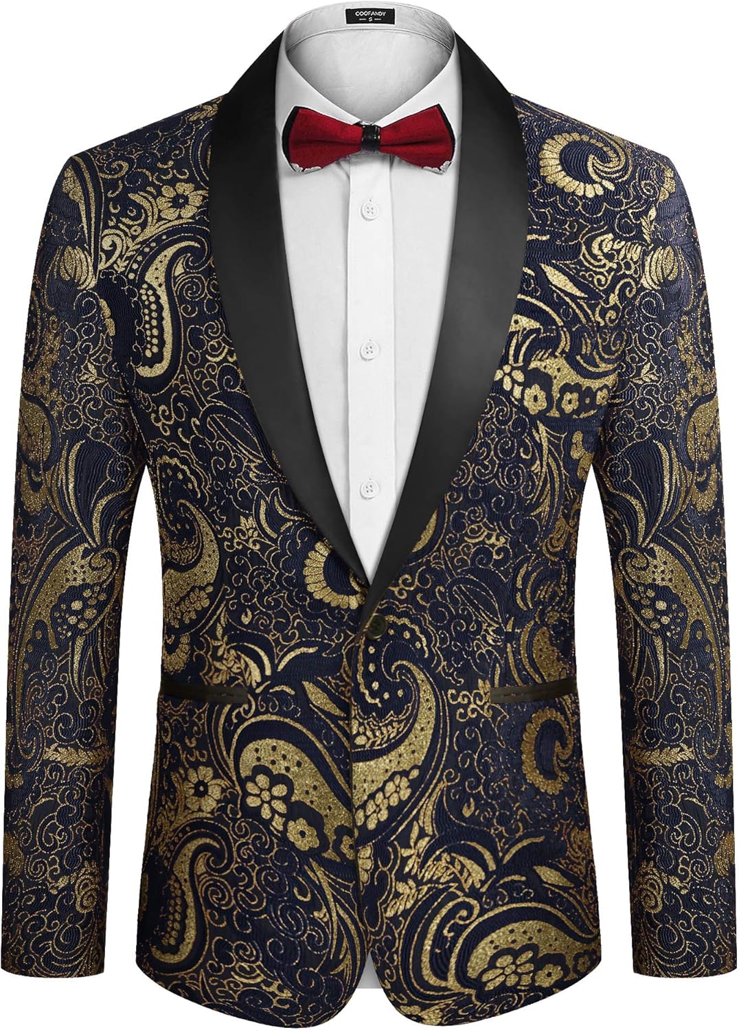 Coofandy Men's Floral Tuxedo Jacket Luxury Embroidered Suit Wedding Blazer Dinner Tuxedo for Party B