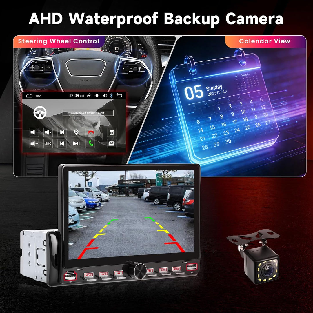 Hodozzy Autoradio 1 Din mit Bluetooth Bildschirm, 7 Zoll Touchscreen 1 Din MP5 Player mit Airplay, F