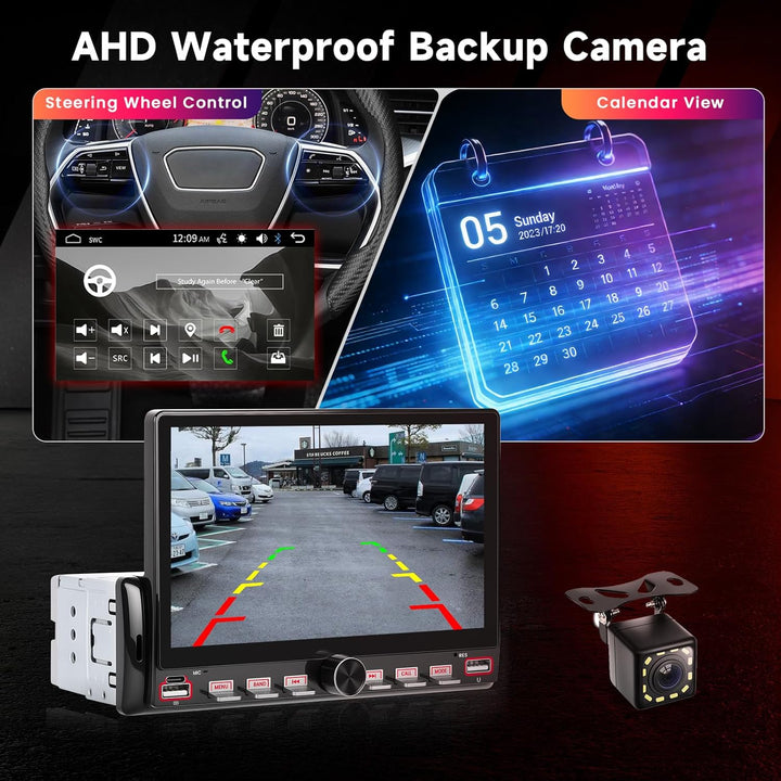 Hodozzy Autoradio 1 Din mit Bluetooth Bildschirm, 7 Zoll Touchscreen 1 Din MP5 Player mit Airplay, F