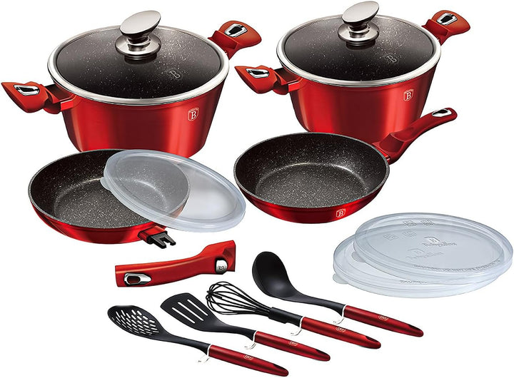 BerlingerHaus Metallic Line Kochtopfset 13-teilig Rot
