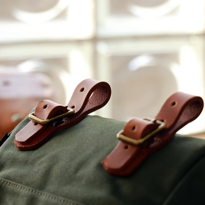 TOURBON Leinwand und Leder Strap Fahrrad Satteltasche Sitz Pack Tasche Grün, Grün