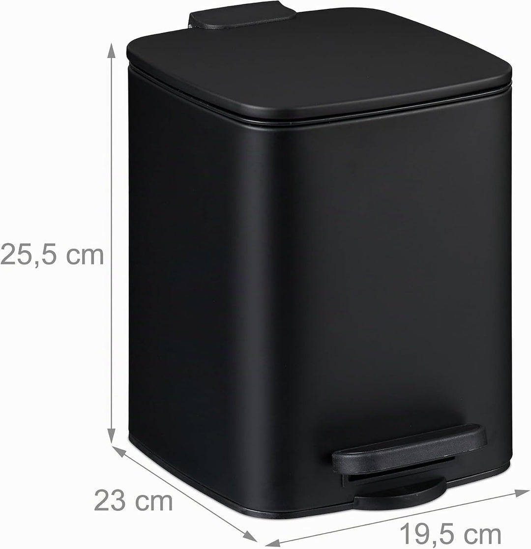 Relaxdays Kosmetikeimer, 6 Liter, Absenkautomatik, entnehmbarer Inneneimer, Metall, Bad Mülleimer mi