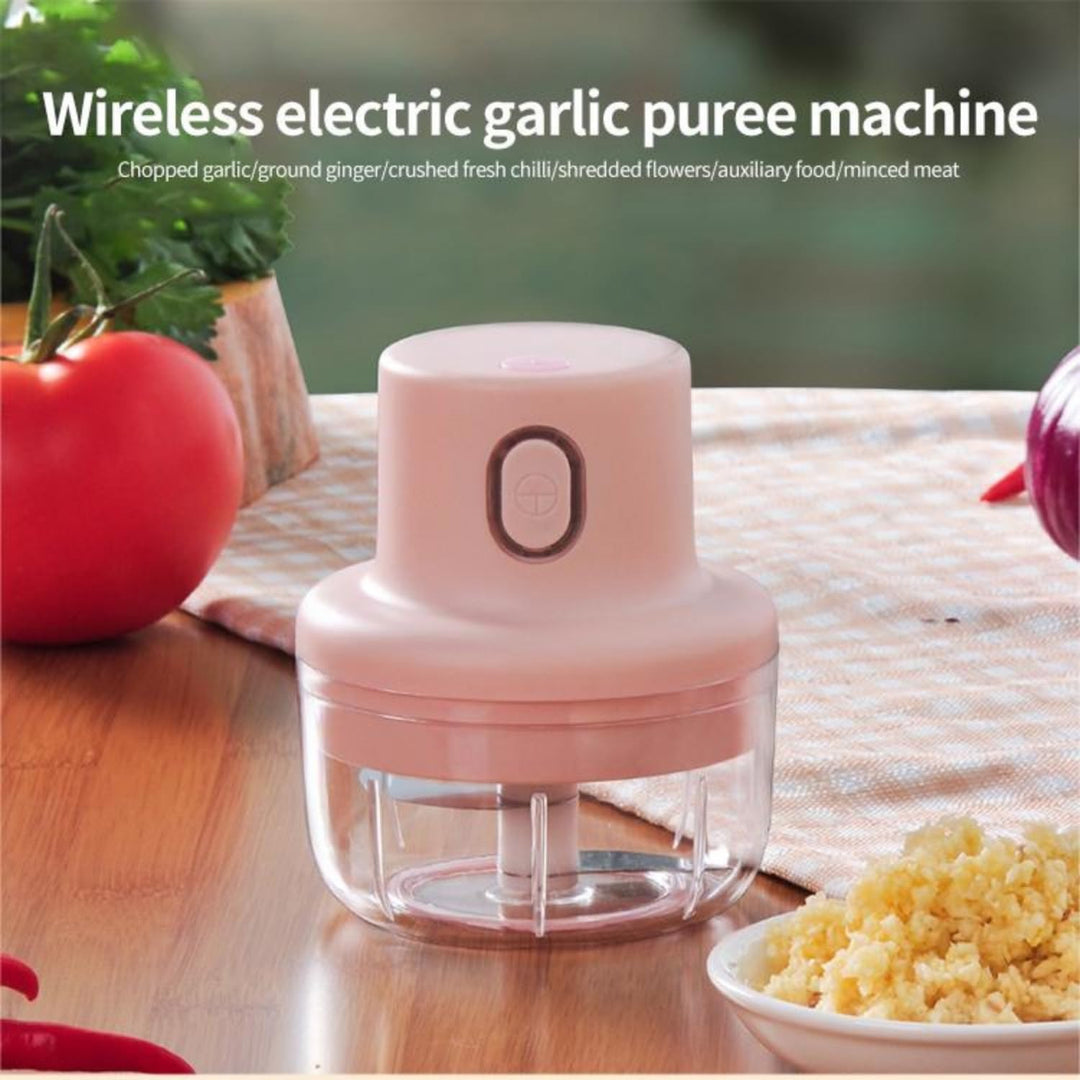 Herzberg, HG03176-PNK, Tragbarer drahtloser elektrischer Zerkleinerer 250ml Rosa, Edelstahlklinge, 4