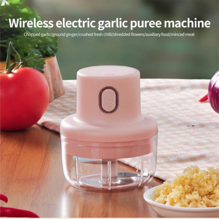 Herzberg, HG03176-PNK, Tragbarer drahtloser elektrischer Zerkleinerer 250ml Rosa, Edelstahlklinge, 4