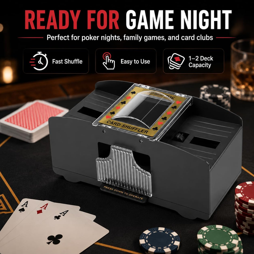 Automatischer Kartenmischer für 1-2 Kartendecks, Kompatibel mit UNO, Poker, Skyjo, Skip BO, Elektris