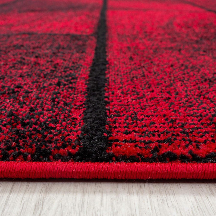 HomebyHome Teppich Wohnzimmer 120x170 cm Rot Wand Design - Schlafzimmer Teppich Kurzflor Extra Weich