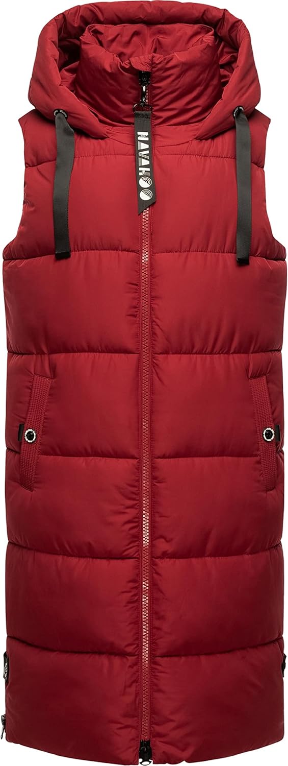 Navahoo warme Damen Winter Steppweste lang mit Kapuze Schnuffelchen XS-XXL XS Blood Red, XS Blood Re