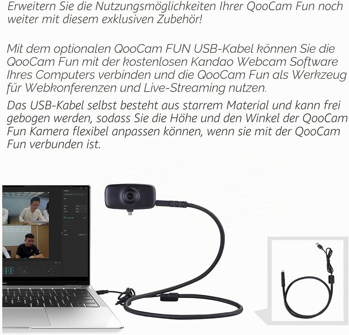 Kandao QooCam Fun Black [USB-C], a Kind of 360 Camera live Stream on Social Media Smartphone Camera